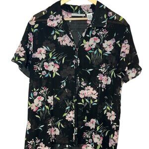 🔥 SAG HARBOR Button up 🌸 Floral Blouse LARGE